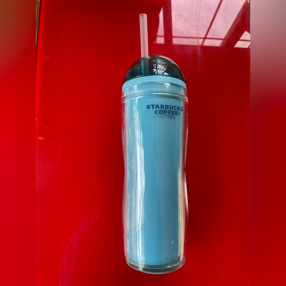 Starbucks Coffee Double Wall Insulated 2008 Blue‎ Dome Cold Straw Tumbler. - Picture 2 of 5